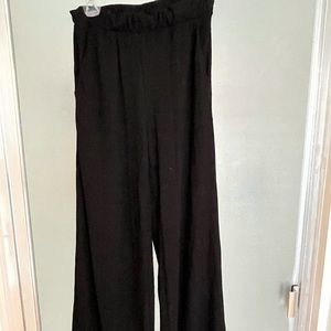 Black knit wide leg pants